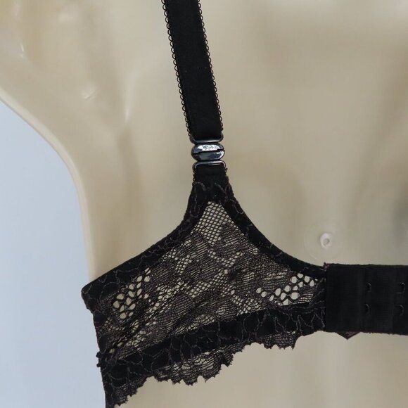 Victorias Secret 34B Dream Angels Push Up Black Lace Trim Bra Underwire Padded - Picture 7 of 14